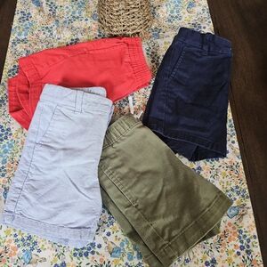 Janie and Jack Red, Navy, Light Blue, and Olive Shorts Set